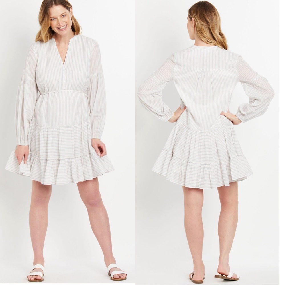 BNWT Maternity striped tiered shift dress large